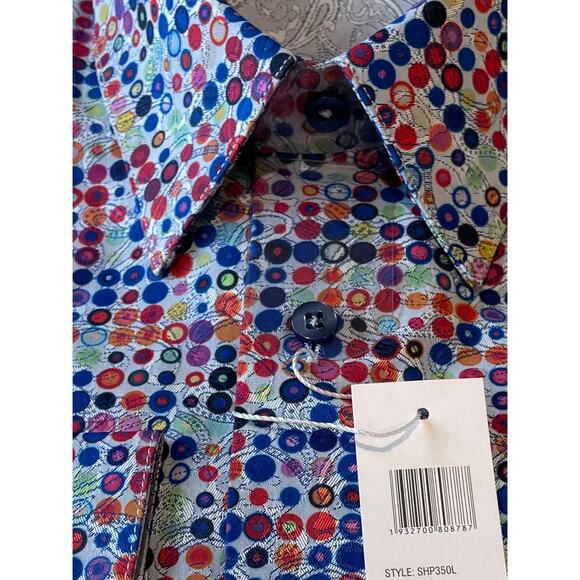 Paul Fredrick NWT Button Up Shirt Geometric Print Multicolor Sz LT Long Sleeves - Picture 2 of 10